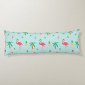 Tropical Summer Flamingo Blue Bedroom Collection Seitenschläferkissen (Rückseite)