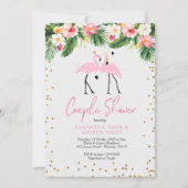 Tropical Summer Flamingo Couple Dusche Einladung (Vorderseite)