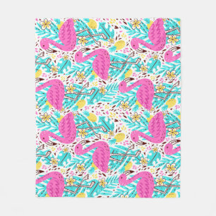 Tropical Summer Flamingo: Helle Muster Elemente Fleecedecke