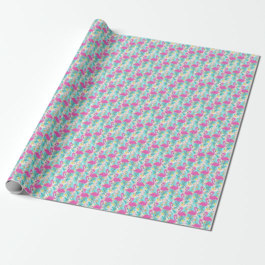 Tropical Summer Flamingo: Helle Muster Elemente Geschenkpapier (Ungerollt)