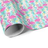 Tropical Summer Flamingo: Helle Muster Elemente Geschenkpapier (Rolleneckpunkt)