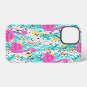 Tropical Summer Flamingo: Helle Muster Elemente iPhone Hülle (Rückseite (Horizontal))