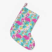 Tropical Summer Flamingo: Helle Muster Elemente Kleiner Weihnachtsstrumpf (Vorderansicht (hängend))