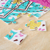 Tropical Summer Flamingo: Helle Muster Elemente Puzzle (Seite)