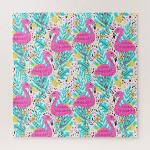 Tropical Summer Flamingo: Helle Muster Elemente Puzzle