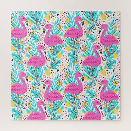 Tropical Summer Flamingo: Helle Muster Elemente Puzzle (Vertikal)