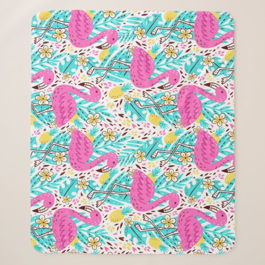 Tropical Summer Flamingo: Helle Muster Elemente Sherpadecke (Vorderseite)