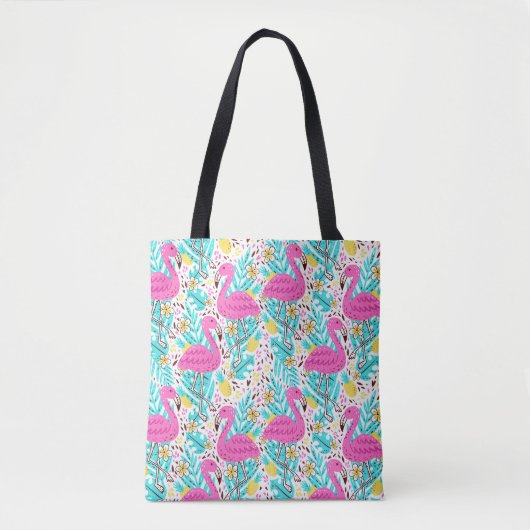 Tropical Summer Flamingo: Helle Muster Elemente Tasche (Vorderseite)