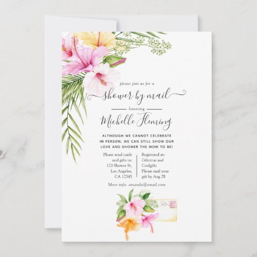 Tropical Summer Floral Baby Show by Mail Einladung (Vorderseite)