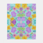 Tropical Summer Floral Pattern - Bright Hibiscus  Fleecedecke (Vorderseite)
