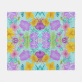 Tropical Summer Floral Pattern - Bright Hibiscus  Fleecedecke (Vorderseite (Horizontal))