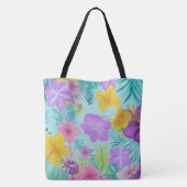 Tropical Summer Floral Pattern - Bright Hibiscus  Tasche (Rückseite)