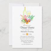 Tropical Summer Floral Wine Virtual Brautparty Einladung (Vorderseite)