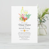 Tropical Summer Floral Wine Virtual Brautparty Einladung (Stehend Vorderseite)