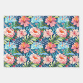 Tropical Summer Flowers Botanical Floral Pattern Geschenkpapier Set (Vorderseite)