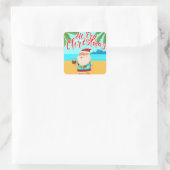 Tropical Summer Frohe Weihnachtsstrand Weihnachtsm Quadratischer Aufkleber (Tasche)