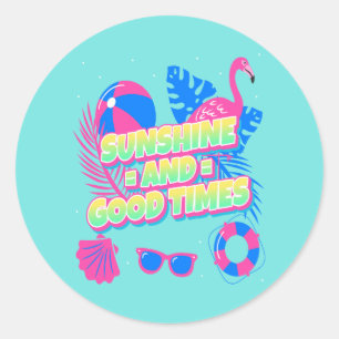 Tropical Summer Fun Vibes Runder Aufkleber