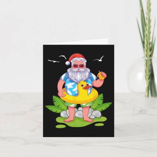 Tropical Summer Funny Hawaiian Santa Claus Christm Karte (Vorderseite)