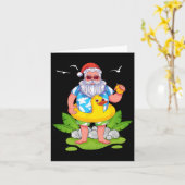 Tropical Summer Funny Hawaiian Santa Claus Christm Karte (Gelbe Blume)