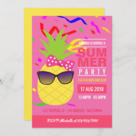 Tropical Summer Girl Birthday Party Einladung