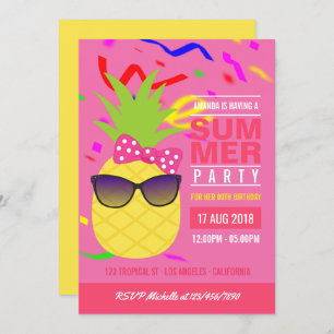 Tropical Summer Girl Birthday Party Einladung