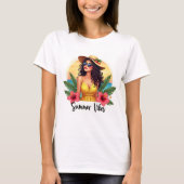 Tropical Summer Girl Sunset Fashion T-Shirt (Vorderseite)