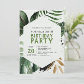 Tropical Summer Greenerity Birthday Einladung (Stehend Vorderseite)
