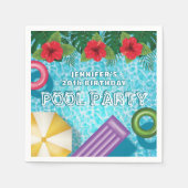 Tropical Summer Hibiscus Swimming Pool Birthday Serviette (Vorderseite)