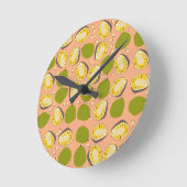 Tropical Summer Jackfruit Pattern - Exotic Kitchen Runde Wanduhr (Winkel)