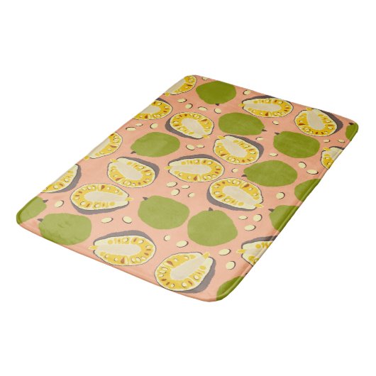 Tropical Summer Jackfruits Pattern - Exotic Frucht Badematte (Schrägansicht)