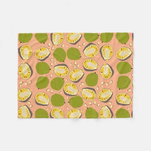 Tropical Summer Jackfruits Pattern - Exotic Frucht Fleecedecke (Vorderseite (Horizontal))
