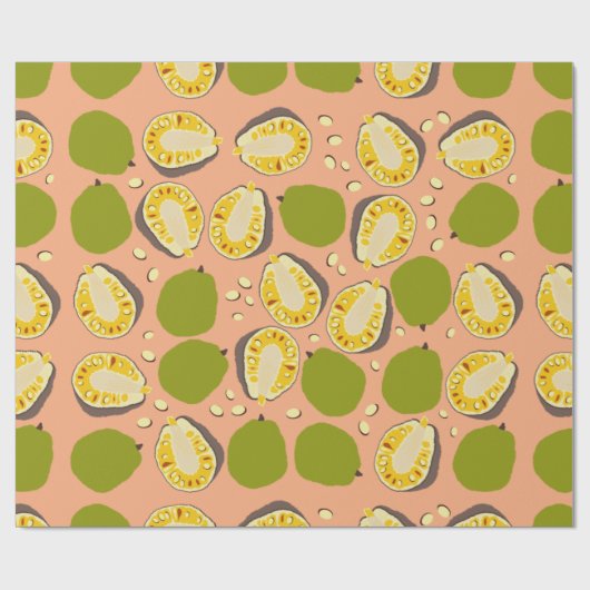 Tropical Summer Jackfruits Pattern - Exotic Frucht Geschenkpapier (Flach)