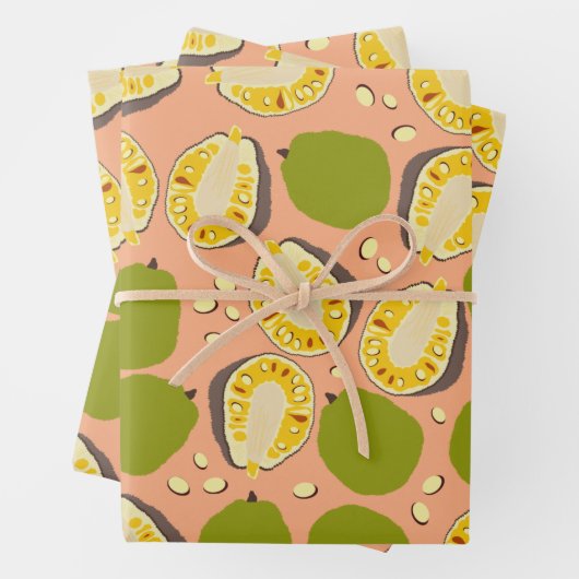 Tropical Summer Jackfruits Pattern - Exotic Frucht Geschenkpapier Set (Beispiel)