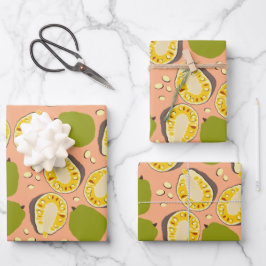 Tropical Summer Jackfruits Pattern - Exotic Frucht Geschenkpapier Set