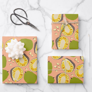 Tropical Summer Jackfruits Pattern - Exotic Frucht Geschenkpapier Set
