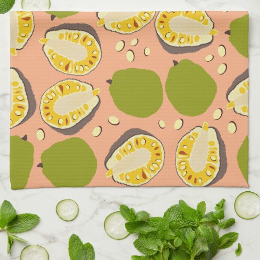 Tropical Summer Jackfruits Pattern - Exotic Frucht Geschirrtuch (Gefaltet)