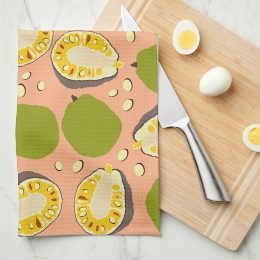 Tropical Summer Jackfruits Pattern - Exotic Frucht Geschirrtuch (Viertel Falte)