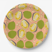 Tropical Summer Jackfruits Pattern - Exotic Frucht Pappteller (Vorderseite)