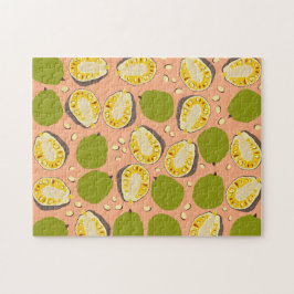 Tropical Summer Jackfruits Pattern - Exotic Frucht Puzzle
