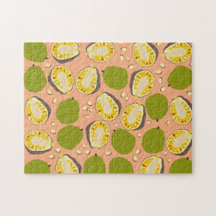 Tropical Summer Jackfruits Pattern - Exotic Frucht Puzzle