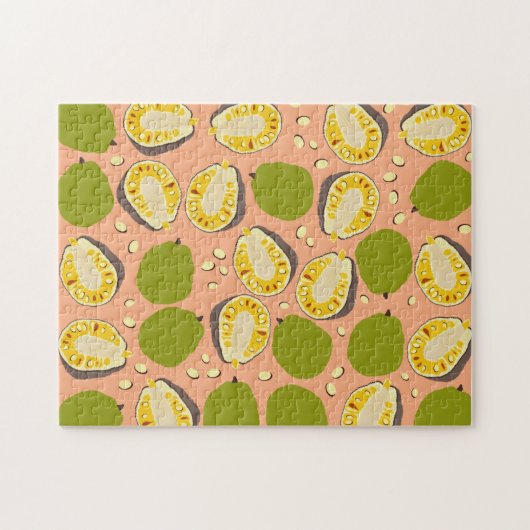 Tropical Summer Jackfruits Pattern - Exotic Frucht Puzzle (Horizontal)