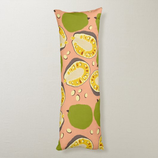 Tropical Summer Jackfruits Pattern - Exotic Frucht Seitenschläferkissen (Rückseite (Vertikal))