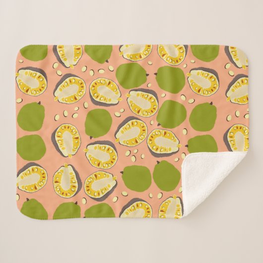 Tropical Summer Jackfruits Pattern - Exotic Frucht Sherpadecke (Vorderseite (Horizontal))