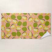 Tropical Summer Jackfruits Pattern - Exotic Frucht Strandtuch (Vorderseite)