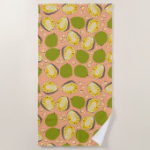 Tropical Summer Jackfruits Pattern - Exotic Frucht Strandtuch (Vorderseite)