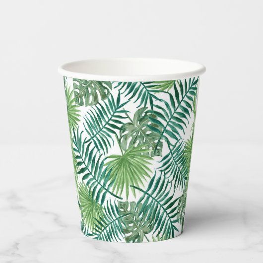 Tropical Summer Leaf Bachelorette Crew Party Pappbecher (Rückseite)