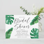 Tropical Summer Monstera Blätter Brautparty Einladung (Stehend Vorderseite)