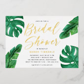 Tropical Summer Monstera Blätter Brautparty Folieneinladung (Vorderseite)