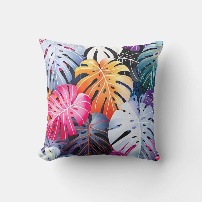 Tropical Summer Monstera Blätter Kissen (Vorderseite)