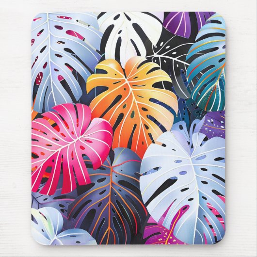 Tropical Summer Monstera Blätter Mousepad (Vorne)